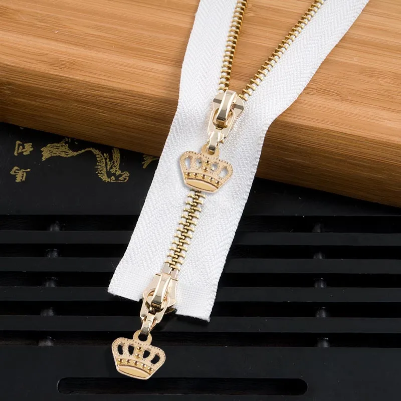 whitegold120cm 1 шт. 85 см 120 см 5# Корона металлическая молния экологически чистое открытое пальто куртки застежки-молнии для шитья одежды молнии DIY ремесло KY964 - Цвет: whitegold120cm