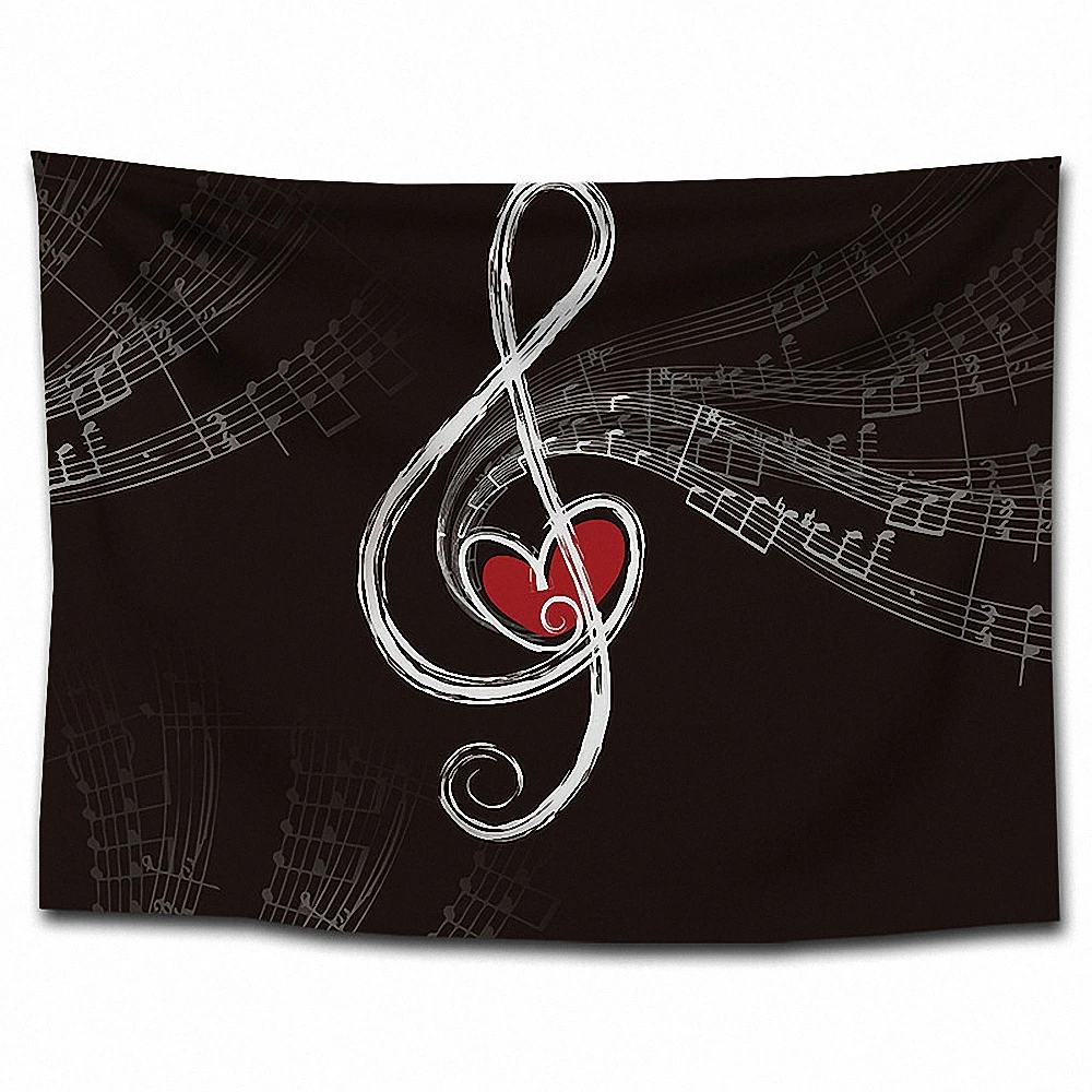 

Large Musical Notes Hip Hop Rock Tapestry Wall Art Rock Reggae Flag Banners Hanging Paintings Wall Carpet Wallpaper Home Decor H