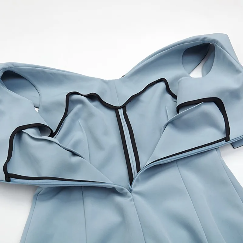 

2021 Spring Summer Elegant Slash Neck Femme Robe Slim Waist Vintage Retro Split Women Dresses Patchwork Off Shoulder Vestidos