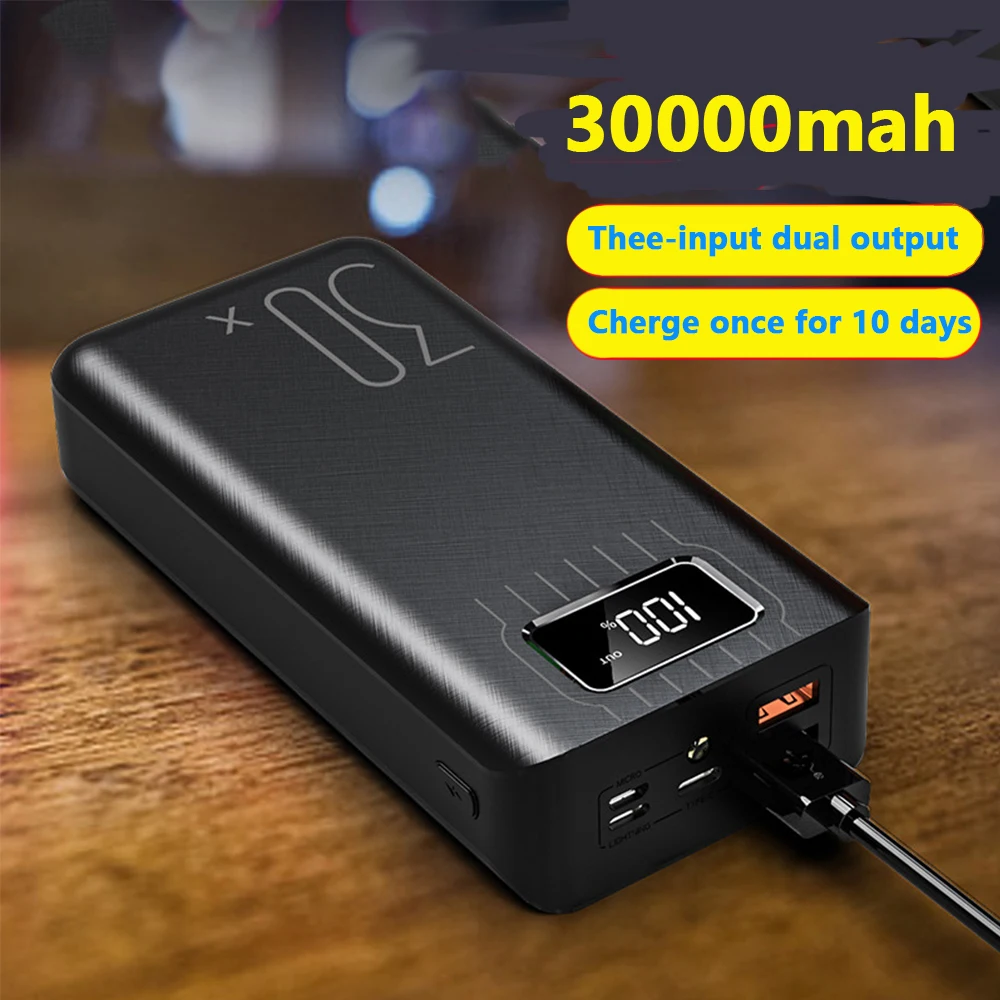 QI Быстрая Зарядка power Bank 30000 мАч USB Type C вход power bank светодиодный для Xiaomi huawei Iphone водонепроницаемый повербанк блок питания