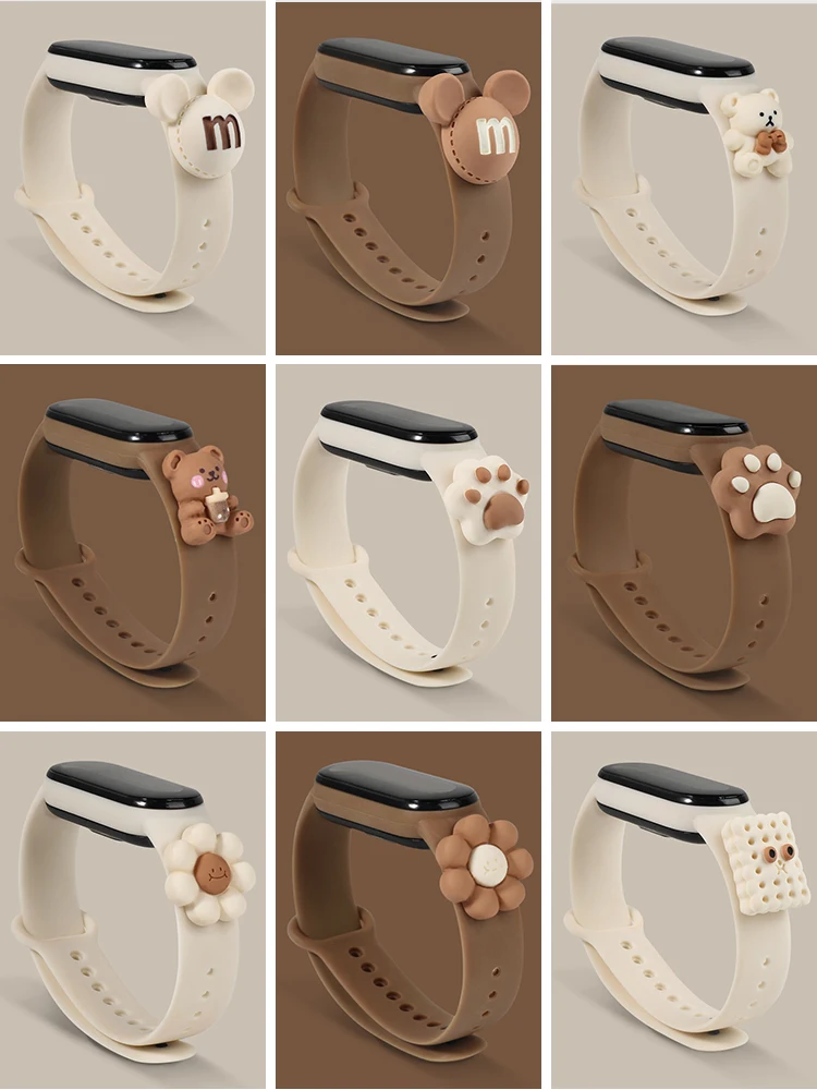 

For MI Band 6 5 4 3 Watch Bracelet Of Xiaomi MI Band 6 5 4 Silicone Watch Strap Creative Doll Smart Replacement Wristband Gift