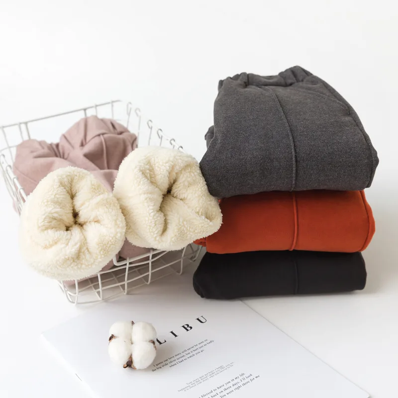 Зима 2019 детские штаны из берберского флиса корейские милые леггинсы для девочек