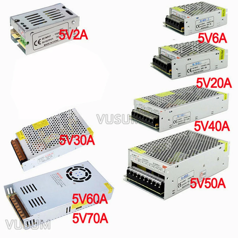 DC5V 12V 24V 2A 3A 4A 5A 8A 10A 12A 20A 30A Switch LED Power Supply Transformers Adapter WS2812B WS2801 SK6812 SK9822 Strip |