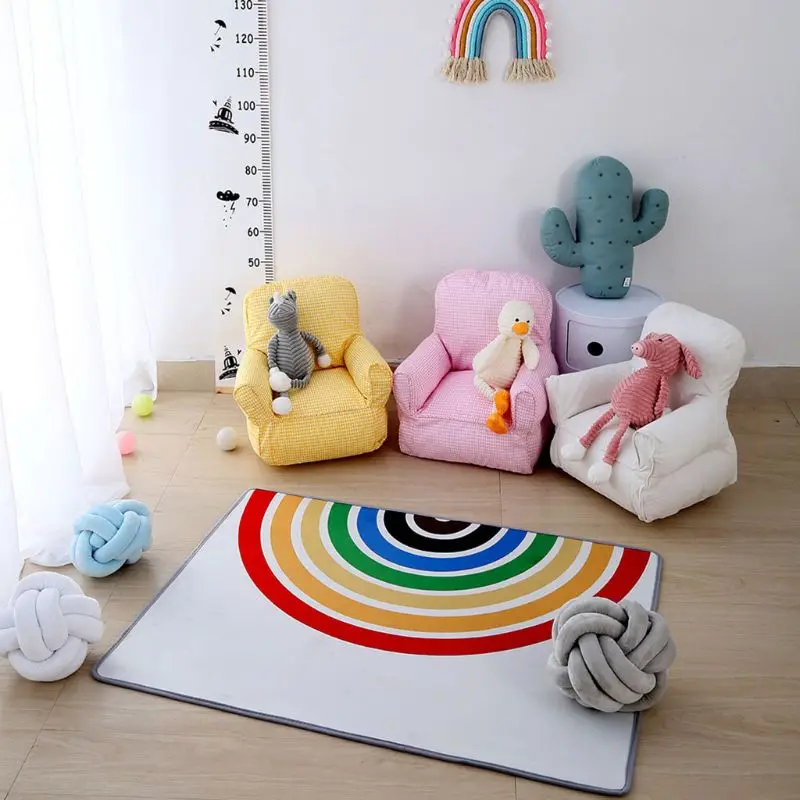 

2 Pcs Kids Room Rainbow Carpet Crawling Pad Non-slip Baby Play Mat Game Rug Children Hoom Nursery Decor