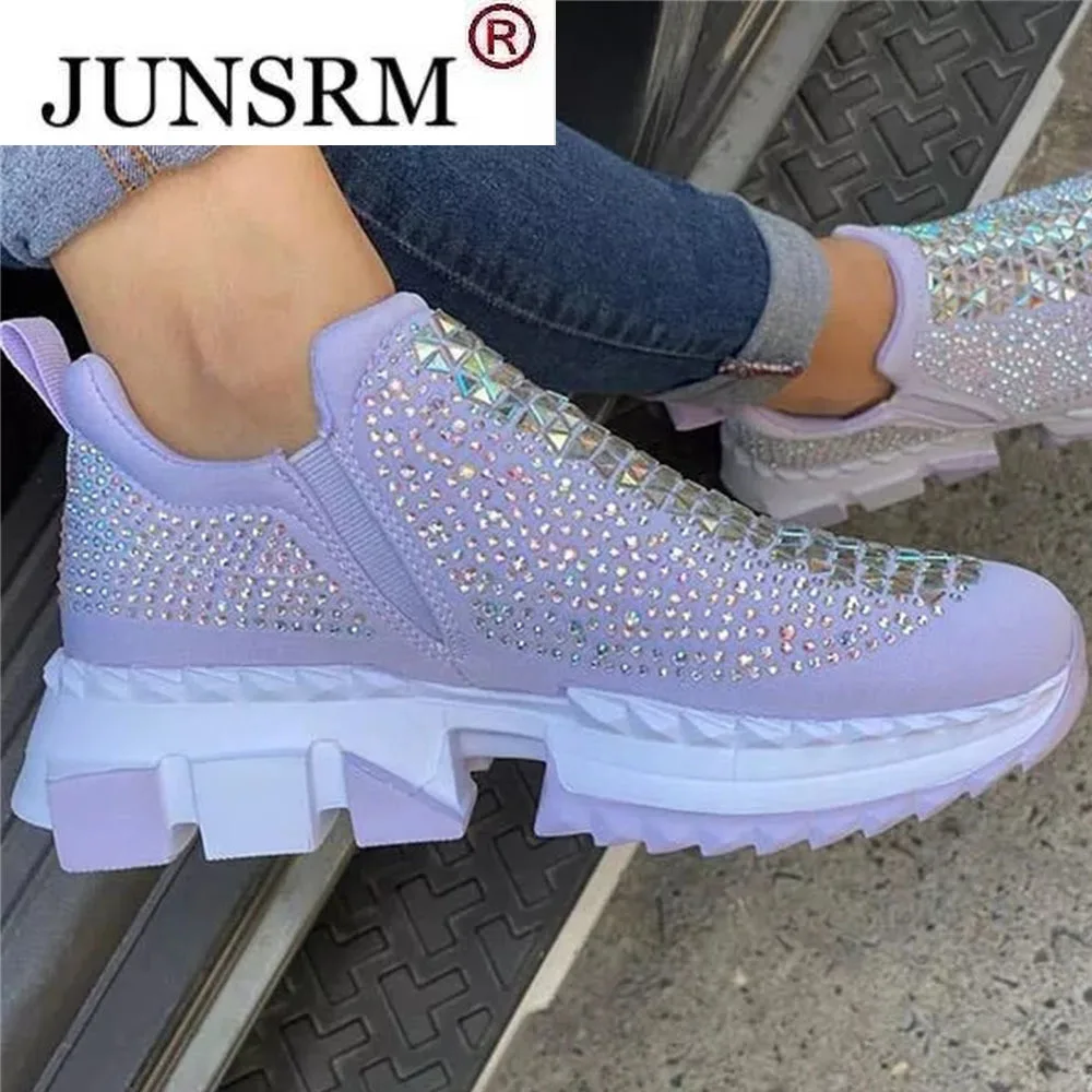 

Stylish Sequins Stud Sneakers 2022 Autumn New Comfy Slip On Women's Casual Shoes Home Outdoor Walking Running Flat Sport Loafers