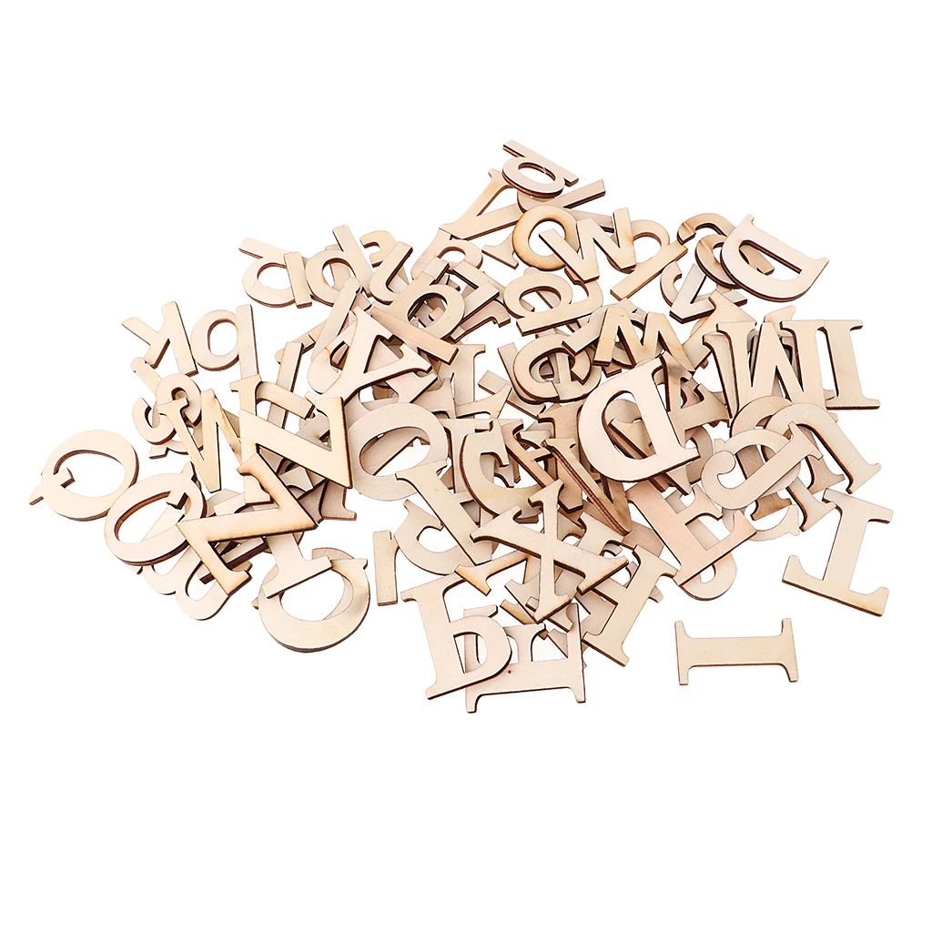 

52x Unfinished Wood A-Z Alphabet Letters Wooden Pieces Craft Embellishments
