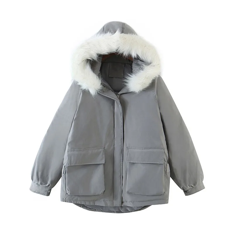 

Artsnie Winter Thick Black Parkas Women Hooded Long Sleeve Oversized Coats Female Zipper Faux Fur Warm Coats Chaqueta Mujer