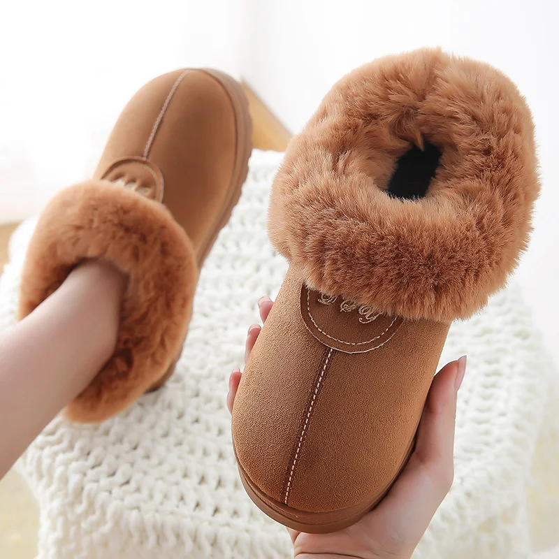 

Men's and women's winter cotton slippers, indoor warm velvet floor shoes, suede, lovers' shoes