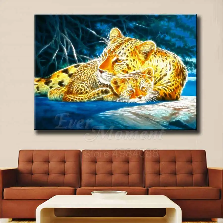 Алмазная живопись Ever Moment 5D DIY "Леопардовый лес" с квадратной вышивкой мозаикой и стразами Rhinestone Full Drill 3F2211.