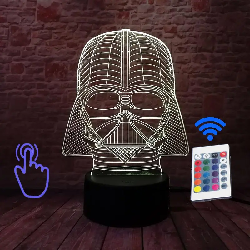 RC and Touch Switch Звездные войны Дарт Вейдер фигура 3D иллюзия светодиодный светильник Красочный ночник светится в темноте ночь Дарт Вейдер Маска Модель игрушки - Цвет: RC and Touch Switch
