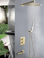 thermostatic bathroom shower faucet in wall brushed gold bath and shower faucet set thermostatic mixer bath and rainfall shower