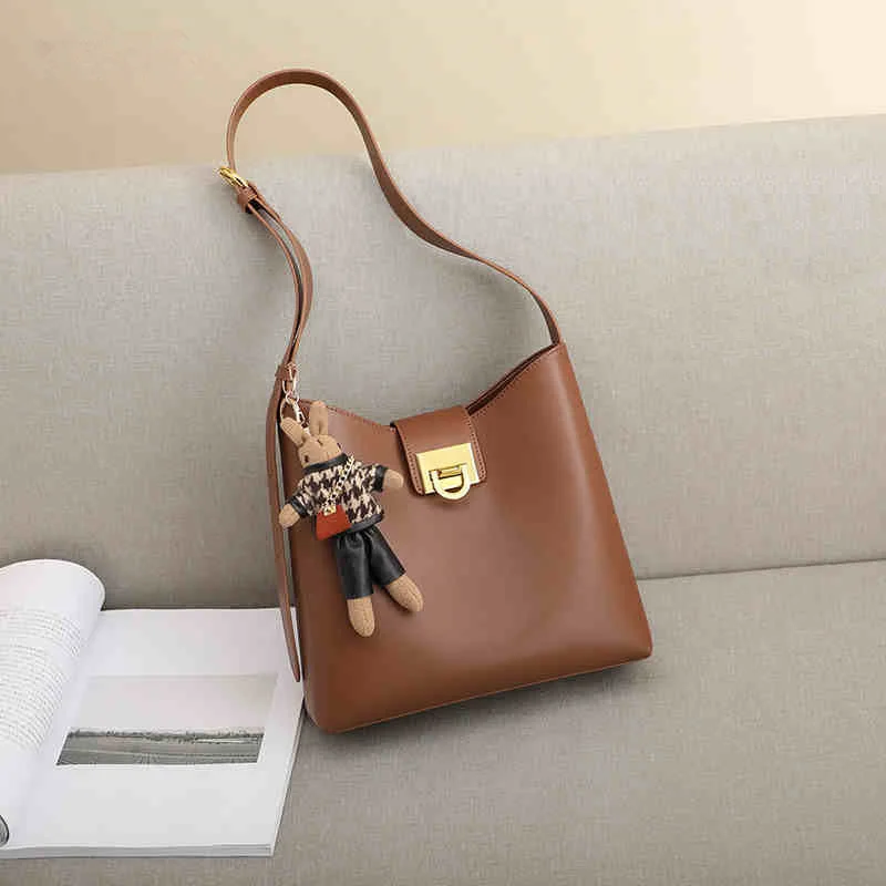 

New Style Leather Handbags Niche Ladies Fashion All-match One-shoulder Diagonal Bucket Women's Bags