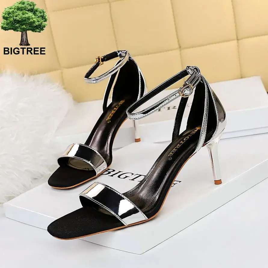 

2021 Euramerican style Retro Summer High heels Fashion Women's shoes Open Toe Single string Sandal 1219-1