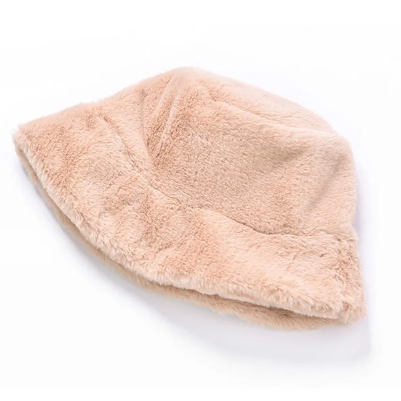 Женская панама из искусственного меха шапка с широкими полями пушистая зимняя