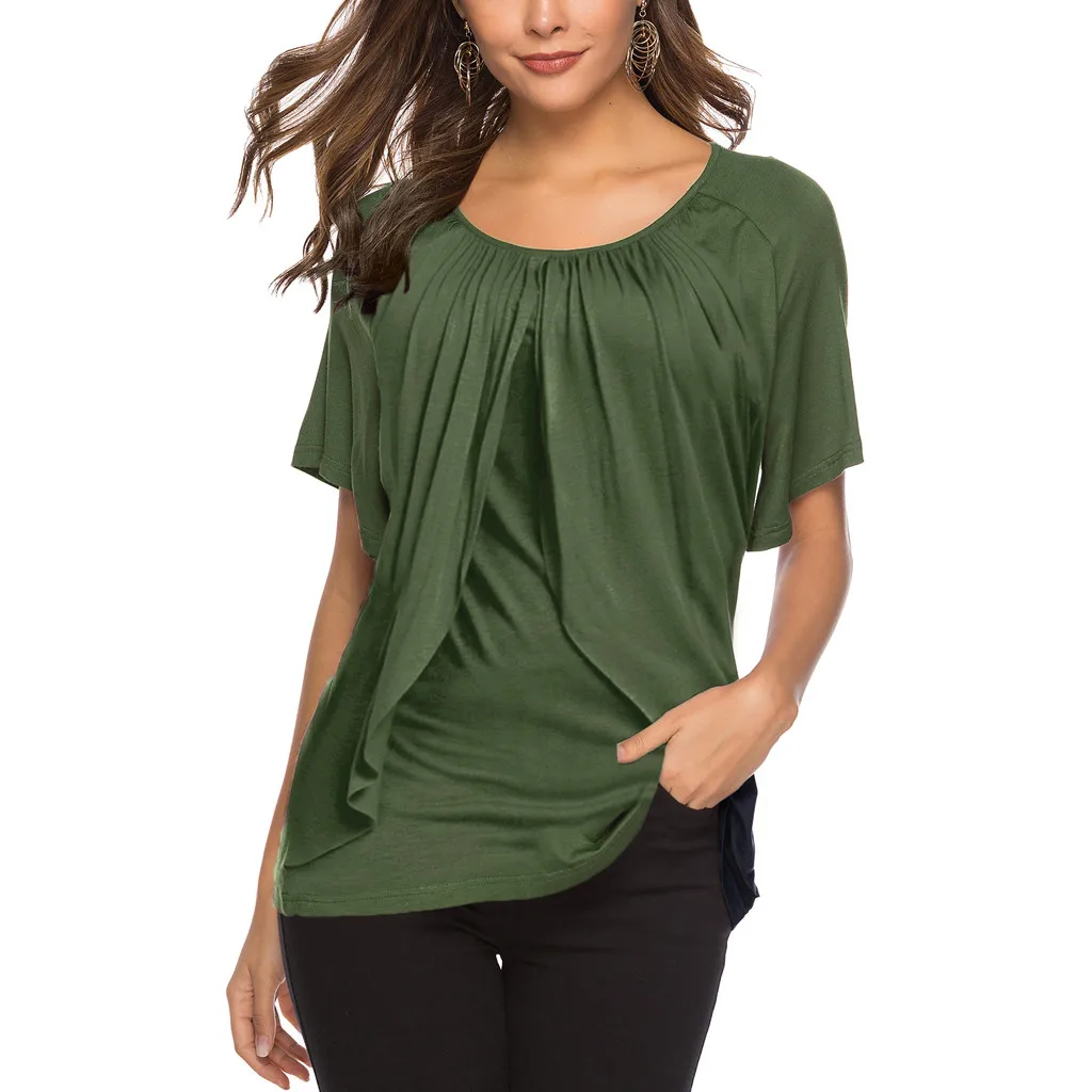 Женская футболка Повседневная Свободная с круглым воротником и коротким рукавом