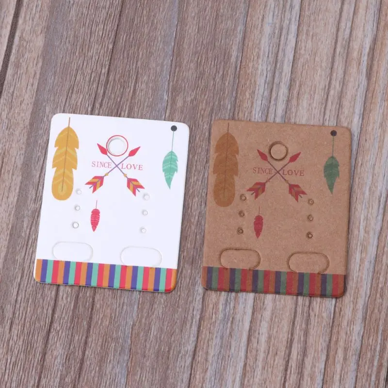 100 шт. цветок дерево крафт Бумага висячие серьги в виде капель с Дисплей ювелирные