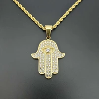 arabian muslim jewelry titanium steel fatima hand amulet pendant necklace