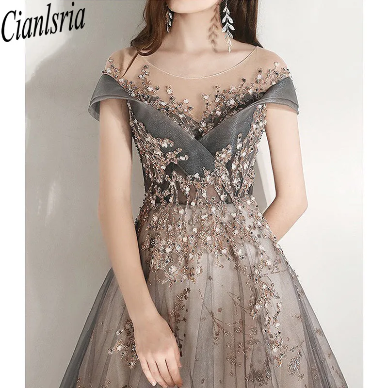 Red Beading Mermaid Prom Dresses Bateau Sheer Long Sleeve Appliques Evening Dress Party Red Carpet Formal Wear Ogstuff  Wear