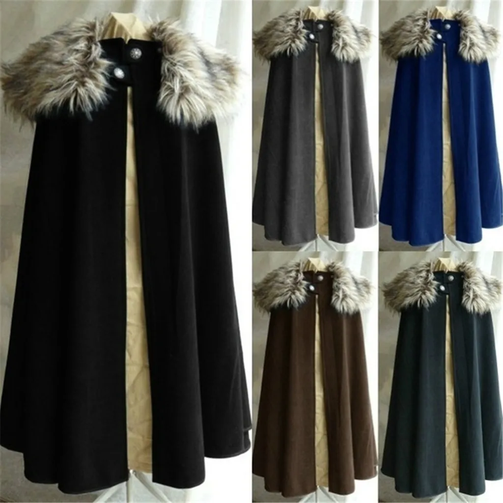 Средневековая мужская шерстяная накидка в стиле викингов пальто винтажном