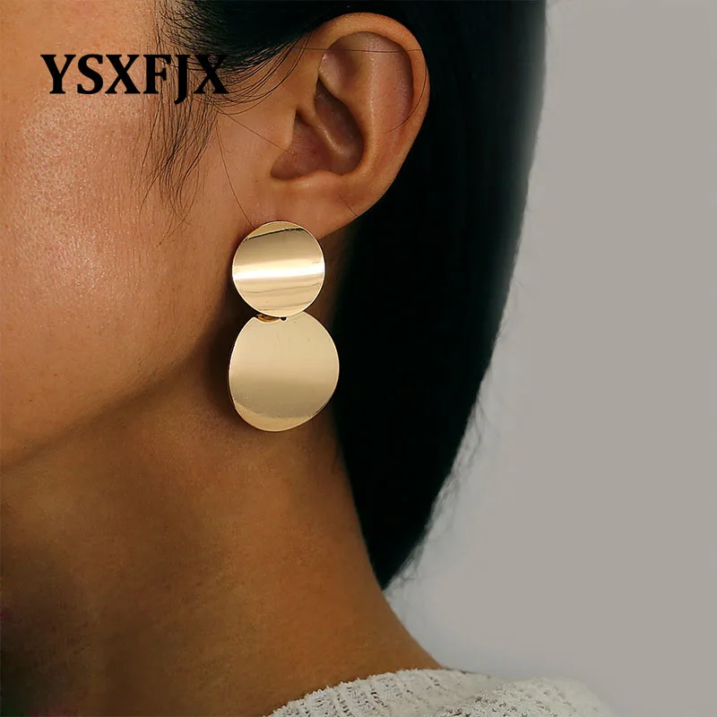 Уникальные металлические серьги с подвесками модные золотистый цвет Круглый