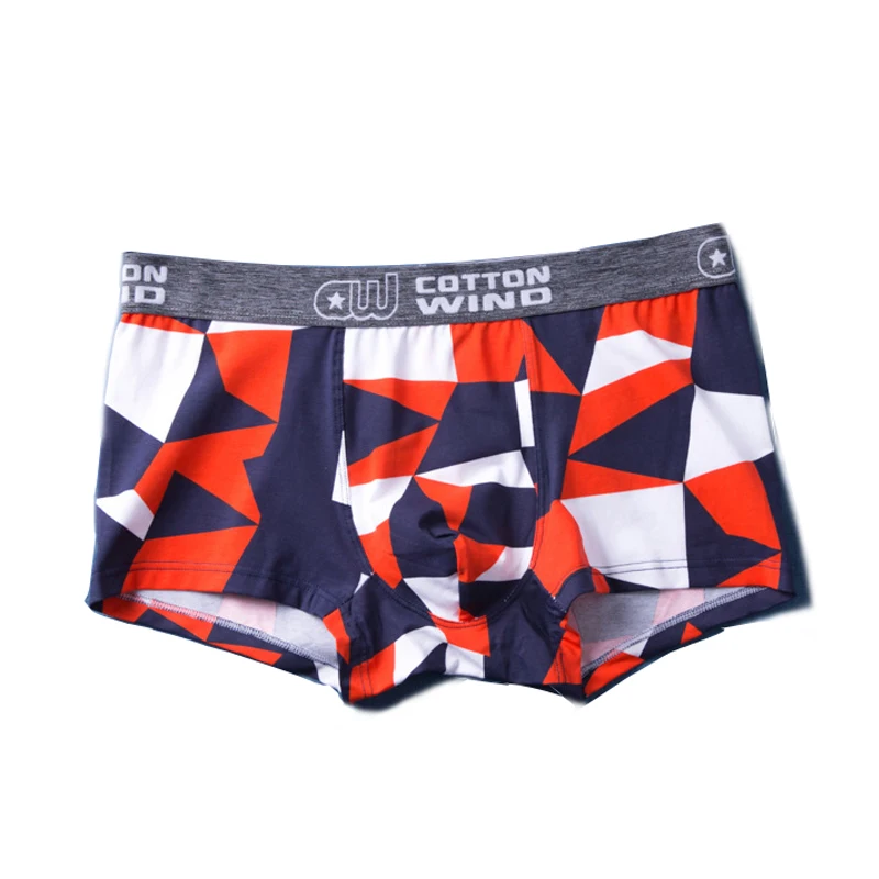 Мужские хлопковые трусы с геометрическим принтом мужское нижнее белье