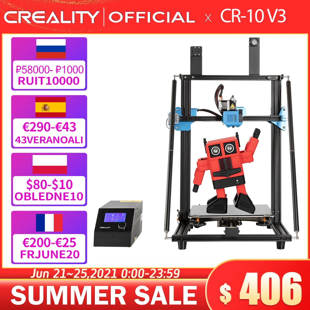 CREALITY 3D CR 10 V3 принтер Размеры 300*300*400 мм TMC2208 бесшумный материнская плата