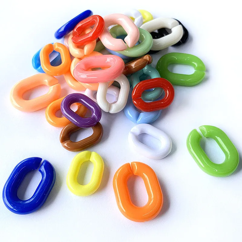 

16 Colors Acrylic Solid Opening Chain Beading Material Ornament Accessories DIY Jewelry Findings Oval Plastic Garment Beads