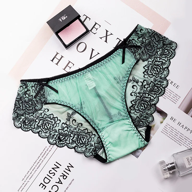 

Roseheart Women Fashion Pink White Trim Lace Embroidery Cotton Bottom Low Waist Sexy Women Panties Women Underwear 3 Color