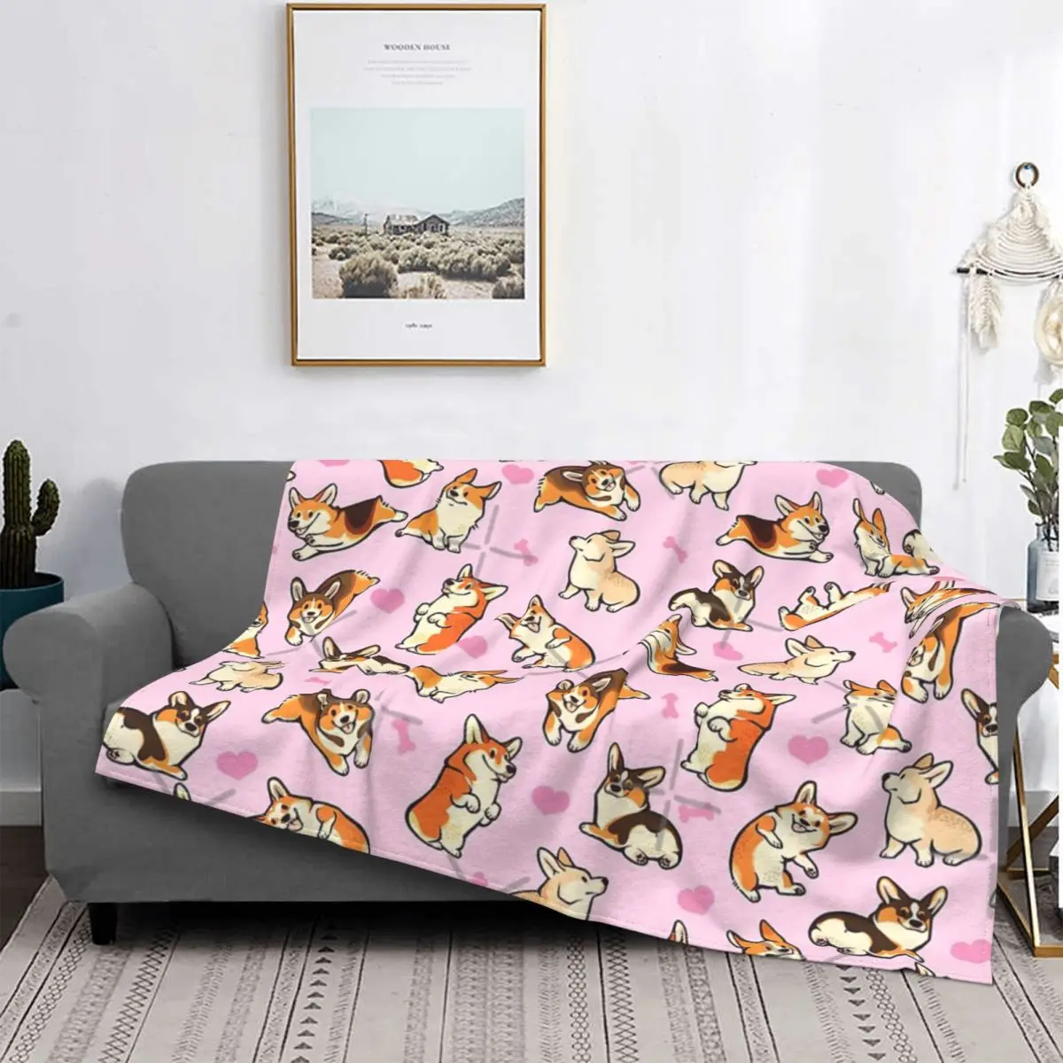 

Lovey Corgis In Pink Blanket Bedspread Bed Plaid Bed Cover Throw Blanket Blanket Hoodie Children'S Cover
