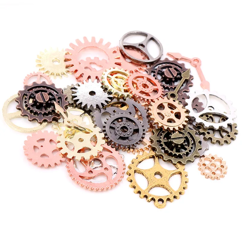 

50PCS 8 Color Fashion Size Mix Alloy Mechanical Steampunk Cogs & Gears Diy Accessories Drop ship