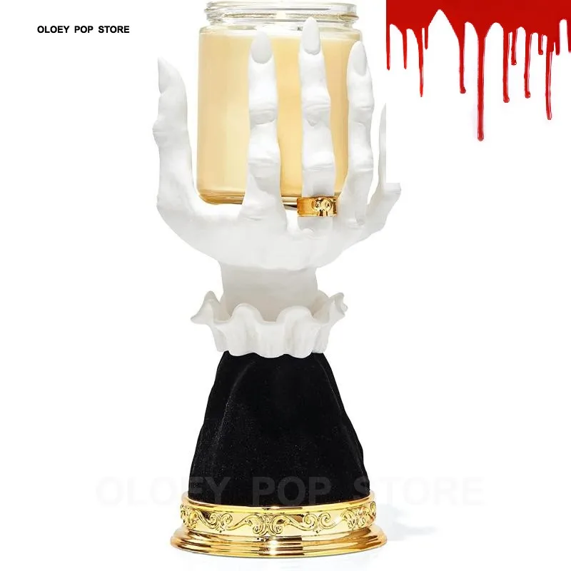 

Halloween Witch Hand Candlestick Resin Palm Holder Stand Ornament Gothic Candle Utensil Horror Decor Single Wick Snack Bowl Home