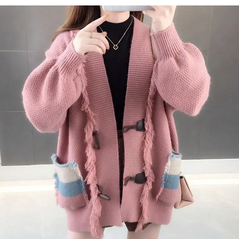

Autumn and winter 2020 new sweater coat women's Korean version of fashion and loose style, versatile tassel knitted cardigan