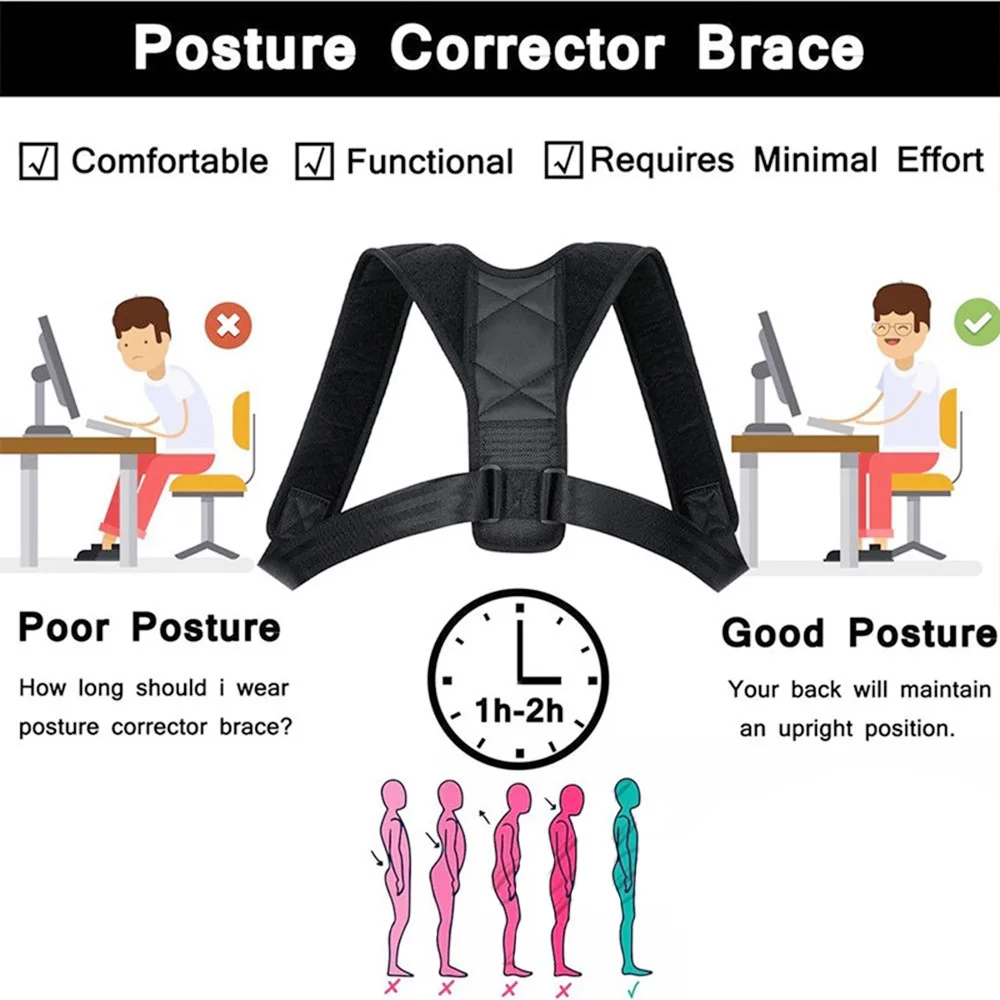 Body Shaper Corsets Back Posture Corrector For Men And Women-Powerful Velcro Adjustable Clavicle Back Support-Relieve Neck