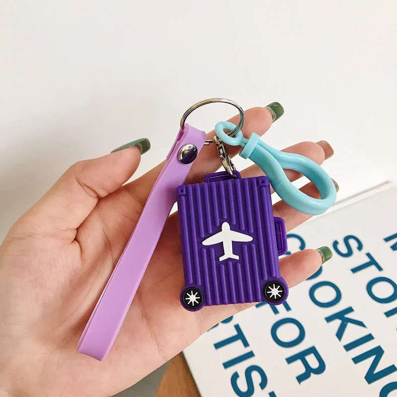 Cartoon Travel Luggage Milk Tea Decor Pendant Toy Lanyard For iPhone Airpods Protective case Key Chains Girl Bag Hang Car Key - Color: 03