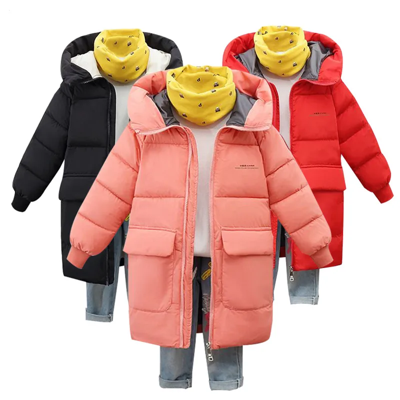 Детское хлопковое пальто с меховым воротником на зиму одежда для девочек |