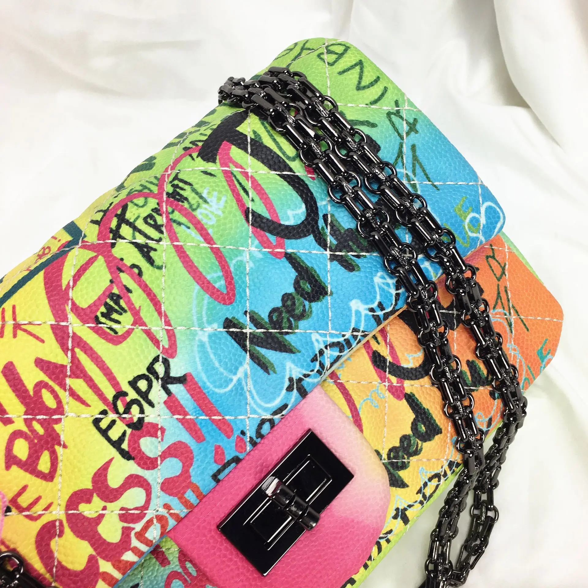 Кожаная сумка с граффити женские сумки через плечо для женщин 2020 роскошные