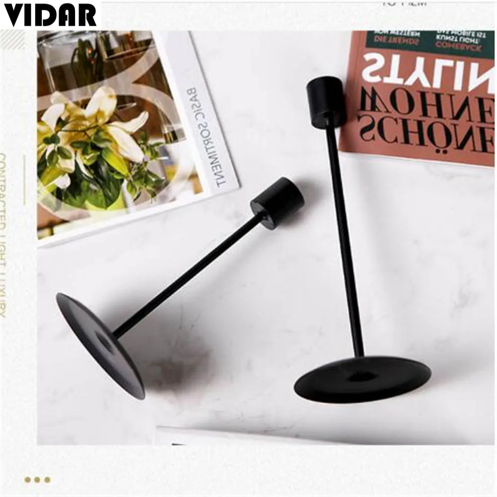 Современный Железный матовый черный Золотой подсвечник Vidar свадебный