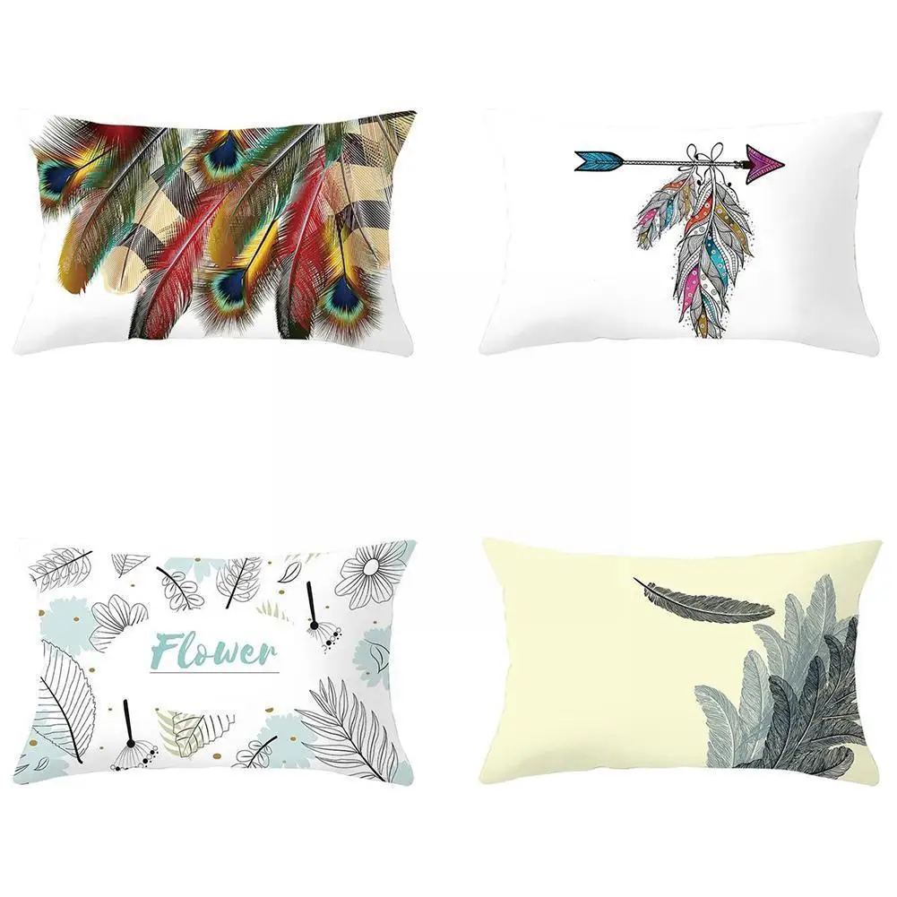 

Feather Series Throw Pillow Case Simple Fashion Sofa Cover Pillowcase 30*50cm Plush Home Square Decoration Short Cushion I0B1