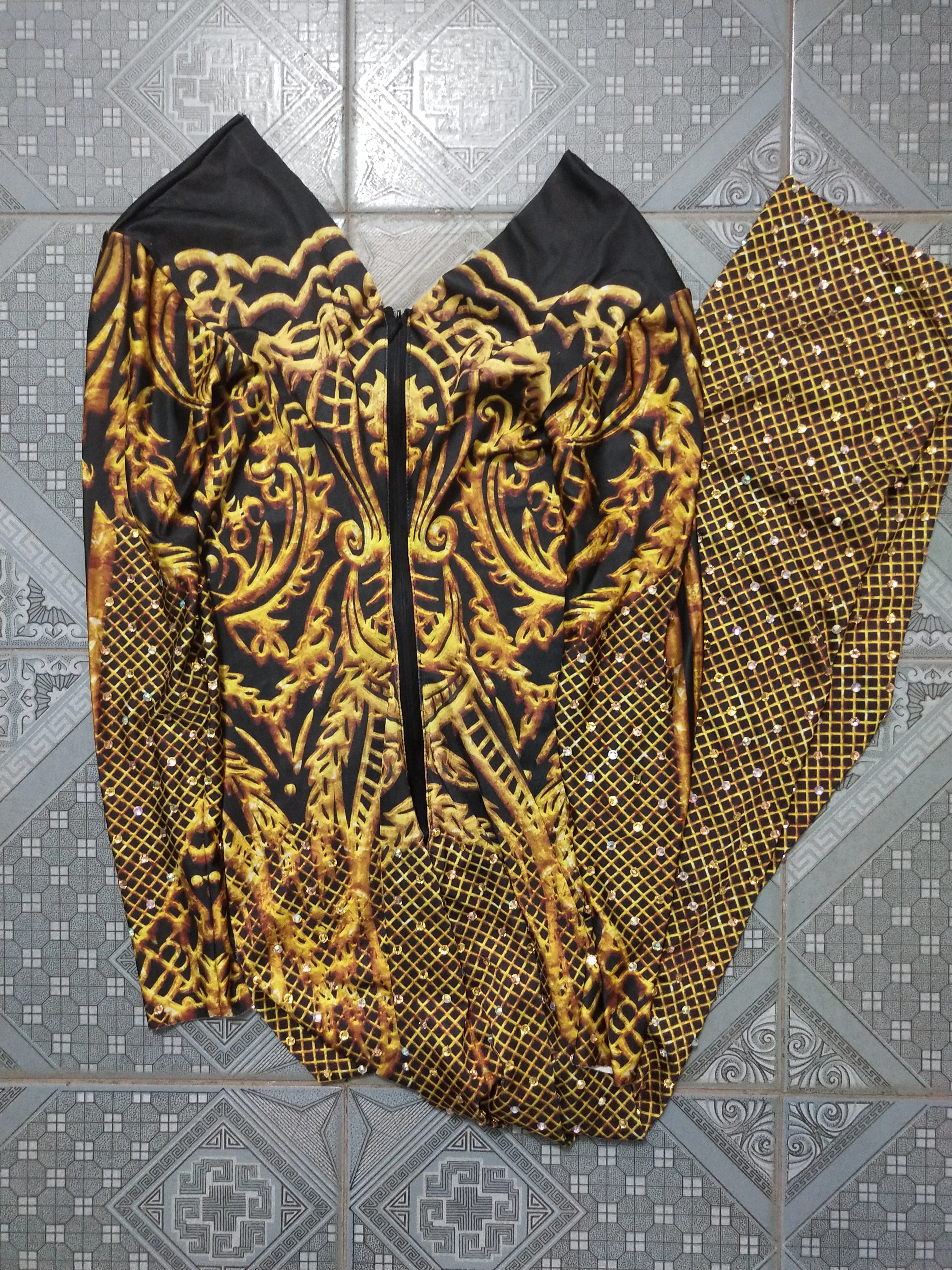 

Female Prom Party Sexy Long Dress Gold Rhinestones Skinny Dress Star Concert Show Birthday Celebration Performance Stage Costume