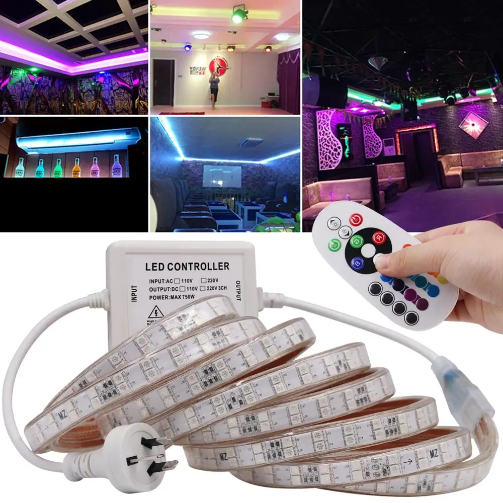 Светодиодная ленсветильник RGB 220 5050 в водонепроницаемая IP67 1/2/3/5/10/15/20