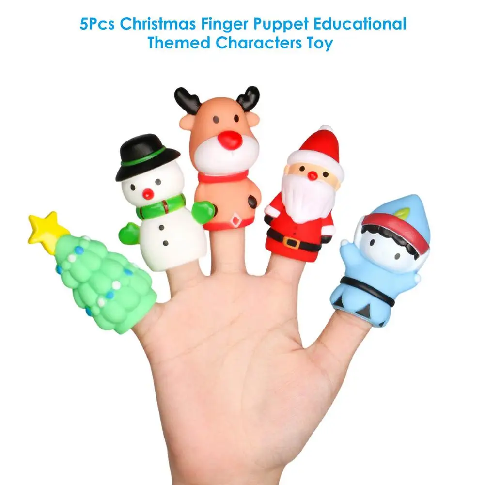 

5pcs Cartoon Christmas Finger Toys For Girls Baby Interactive Hand Puppet Soft Dolls Educational Toys For Children Best Gift