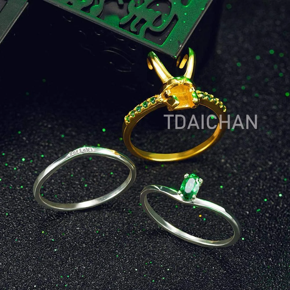 

Superhero Thor Loki Helmet Pack of 3 Stacking Unisex S925 Sliver Gold-plating Rings Men Charm Jewelry Women Valentine's Day Gift