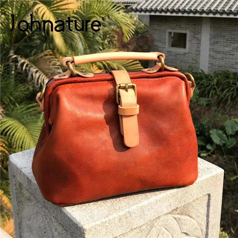 

Женская сумка из мягкой коровьей кожи Johnature, однотонная винтажная сумка-мессенджер, роскошный саквояж на плечо, 2021