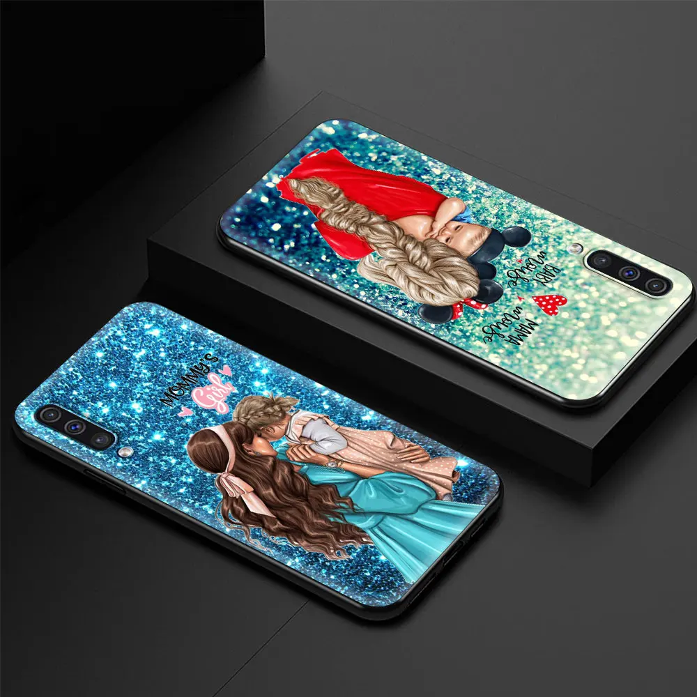Baby Mom Girl Phone Case for Samsung Galaxy A70 A50 A21S A12 A51 A71 A02S A40 A30S A20S A10 A10E Black Soft Coque