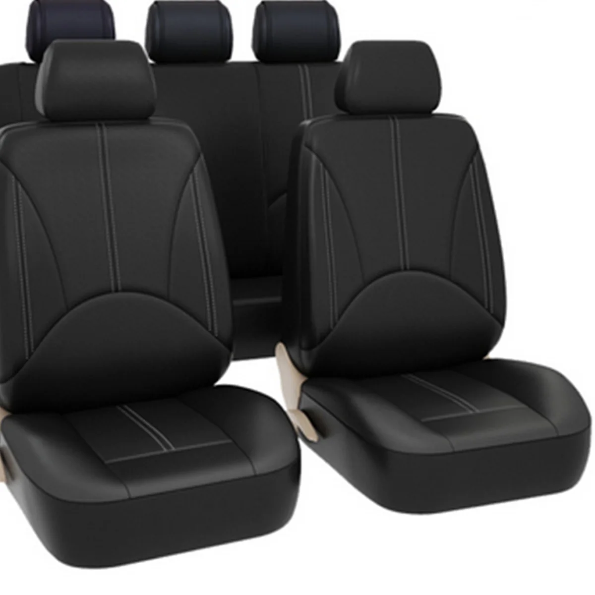 

Faux Leather Seat Cover Mat Soft Antiskid Breathable Chair Cushion Cover Front Head Rest Parts