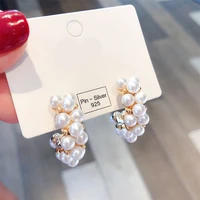 simple classic simulated pearl round women stud earrings retro size pearl c shaped earrings stud earrings jewelry earrings