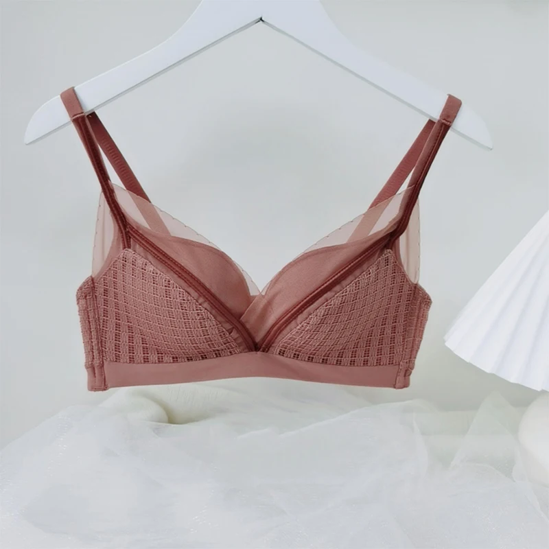 

Underwear women's summer small breasts gathered and adjusted women's white underwear bra lace unrimmed bra