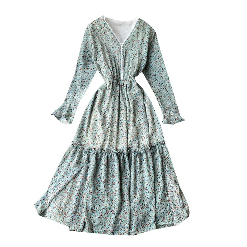 2020 Новая модная женская одежда с v-образным вырезом платье принтом женские платья