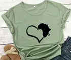 Женская Винтажная футболка из 100% хлопка, с изображением забавного сердца, карты Африки, черная гордость