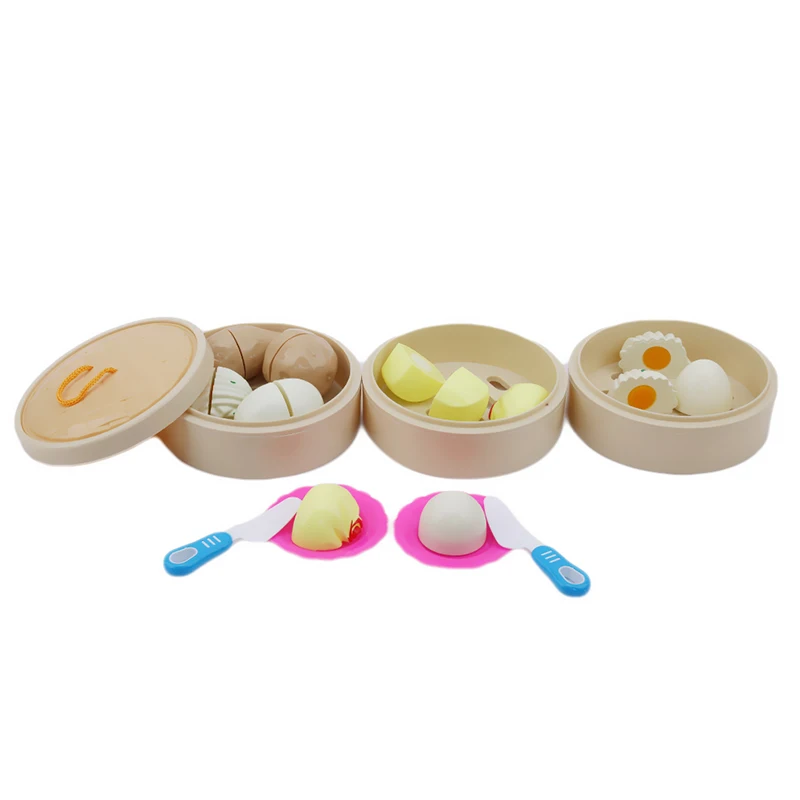 Children Cut Fruits Toys House Kitchen Group Combine Vegetables Baby Boy Girl Earnestly Steamed Stuffed Bun Cut Music Suit